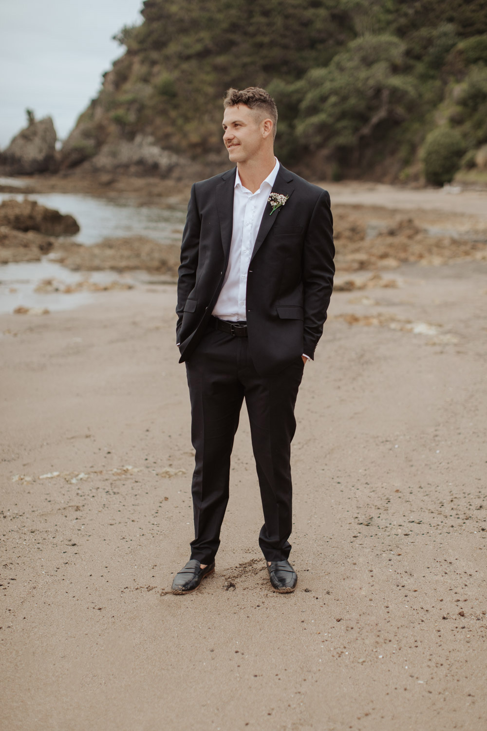New Zealand Russell Elopement groom photo