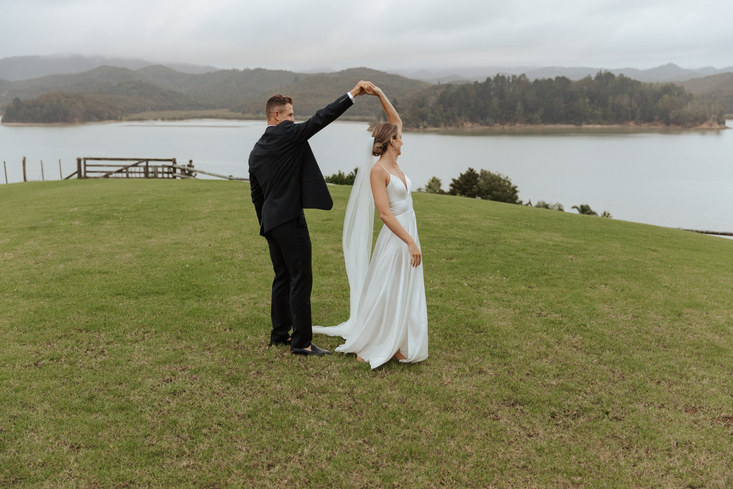New Zealand Russell Elopement bride and groom first dance
